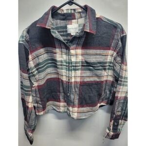 American Eagle Outfitters Plaid Cropped Flannel Shirt Women's XS